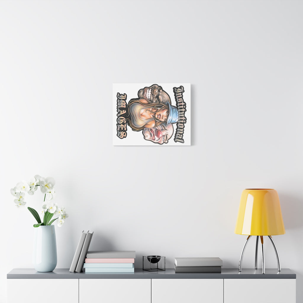 Canvas Art Print — Chicano Chola & Clown Tattoo-Style Design ("Instinttmal" / "Images")