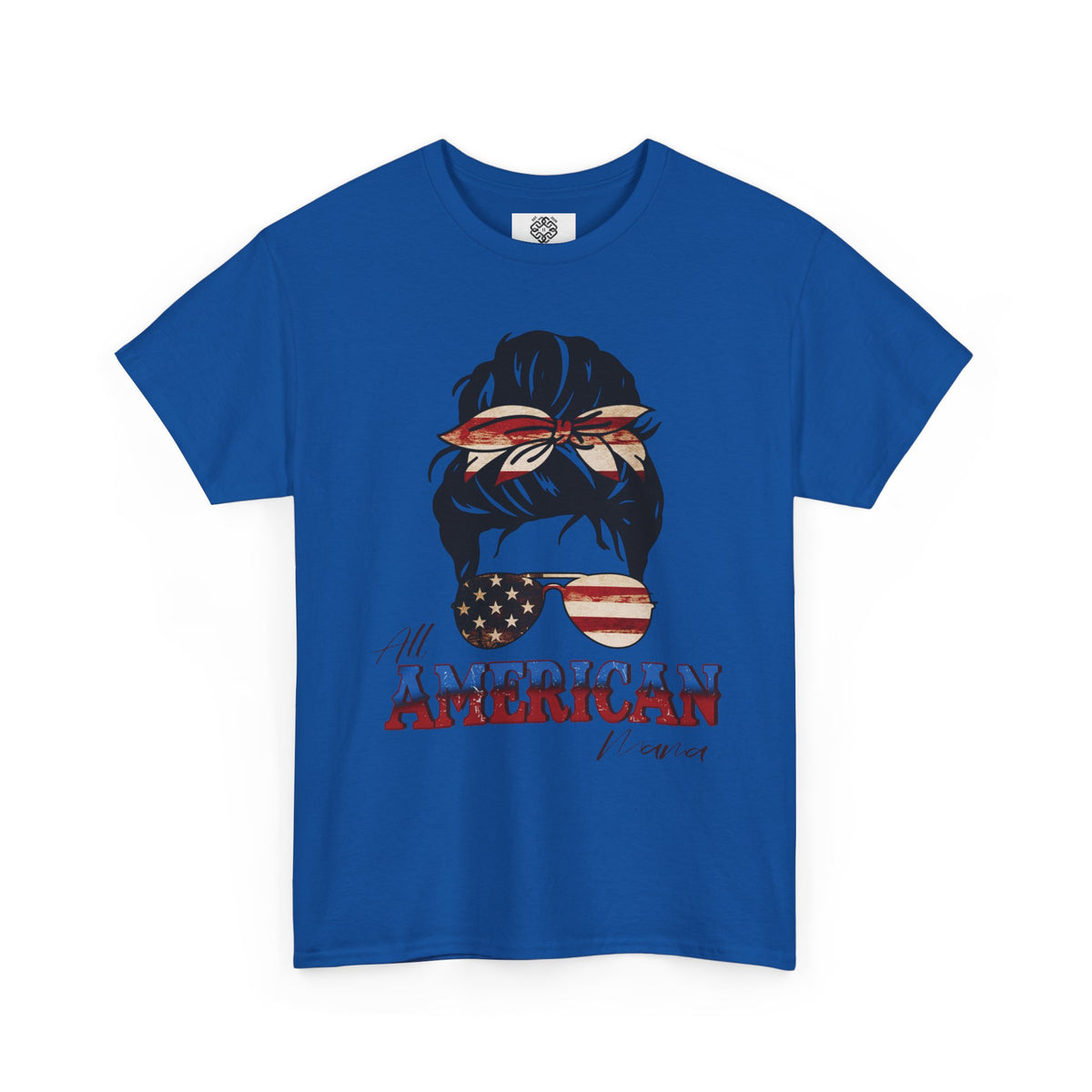 American Flag Messy Bun T-Shirt — "All American" Patriotic Tee