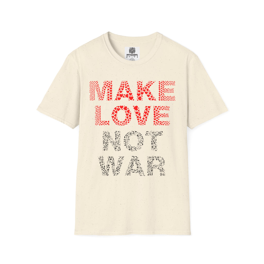 Make Love Not War T-Shirt — Retro Heart Dot Graphic Tee