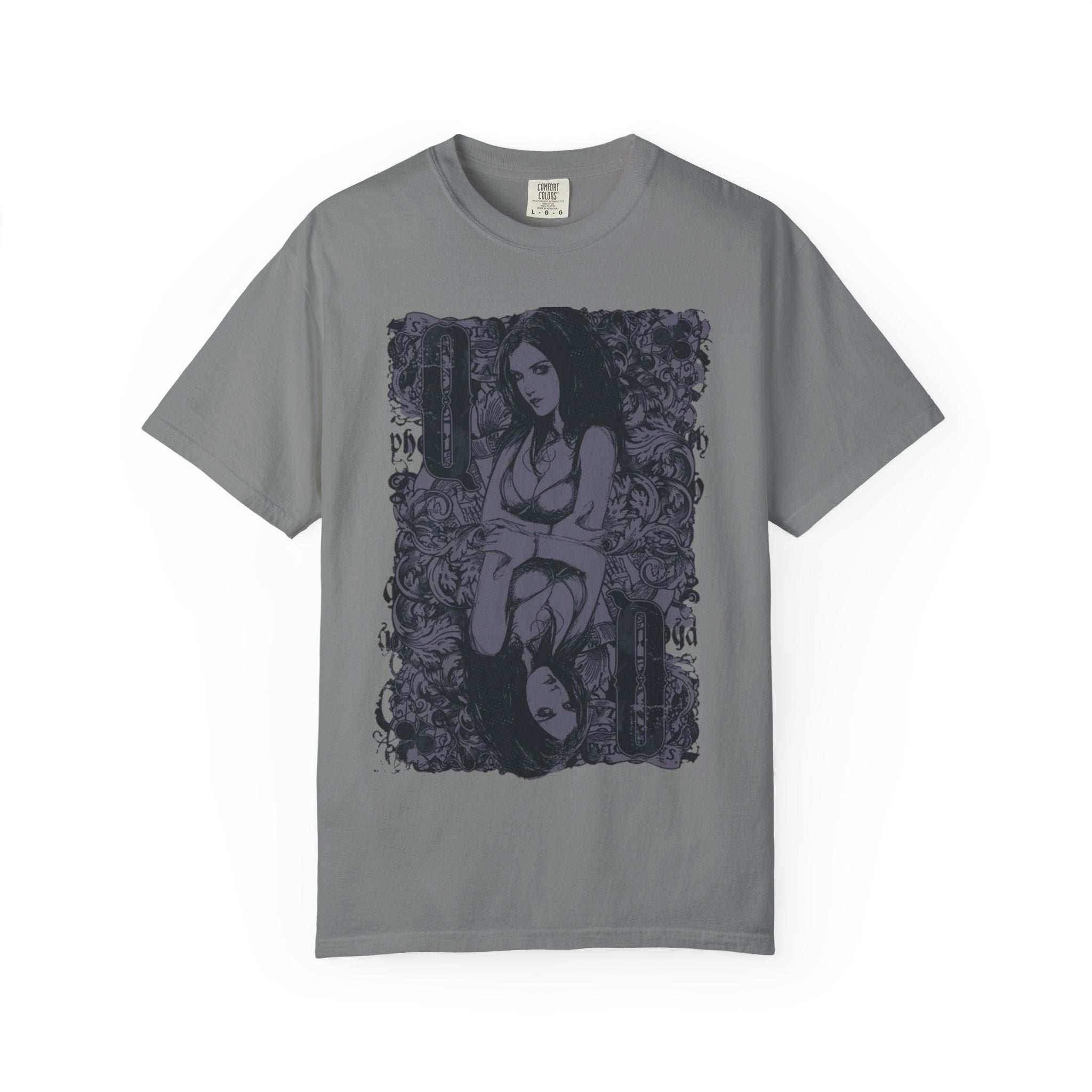 Gothic Mirror Girl T-Shirt — Dark Floral Graphic Tee