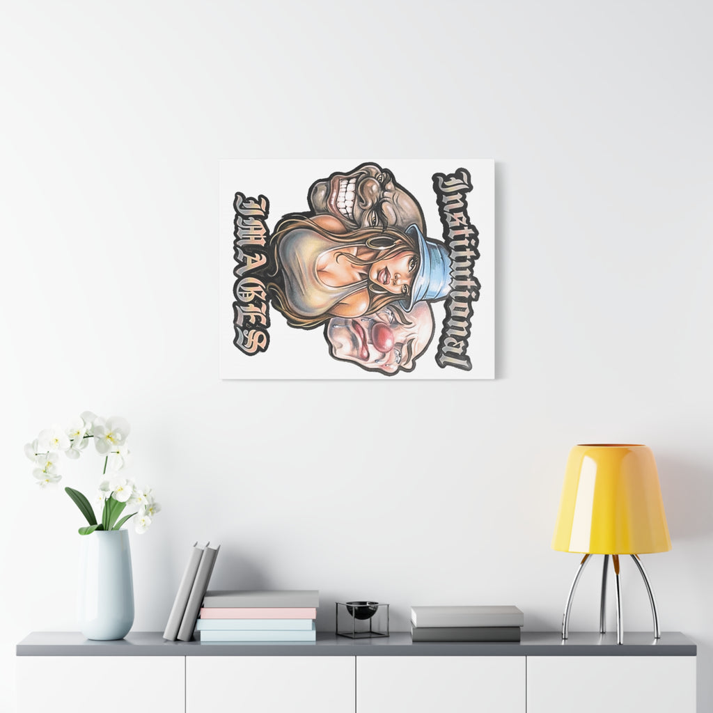 Canvas Art Print — Chicano Chola & Clown Tattoo-Style Design ("Instinttmal" / "Images")