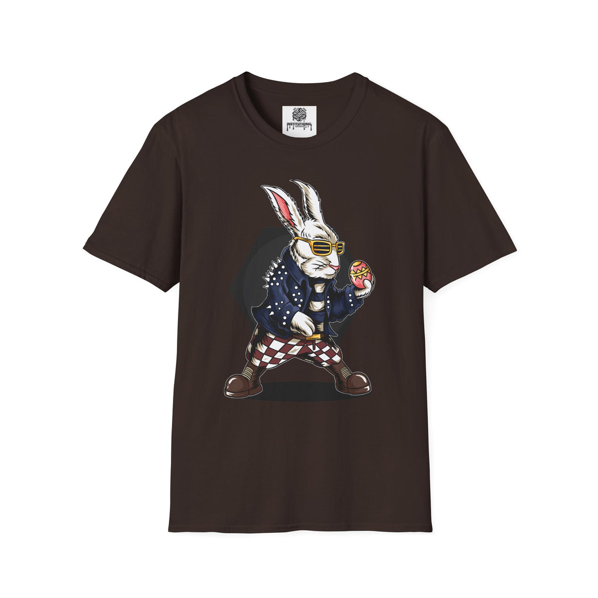 Easter Bunny Rocker T-Shirt — Cool Bunny Holding Decorated Egg