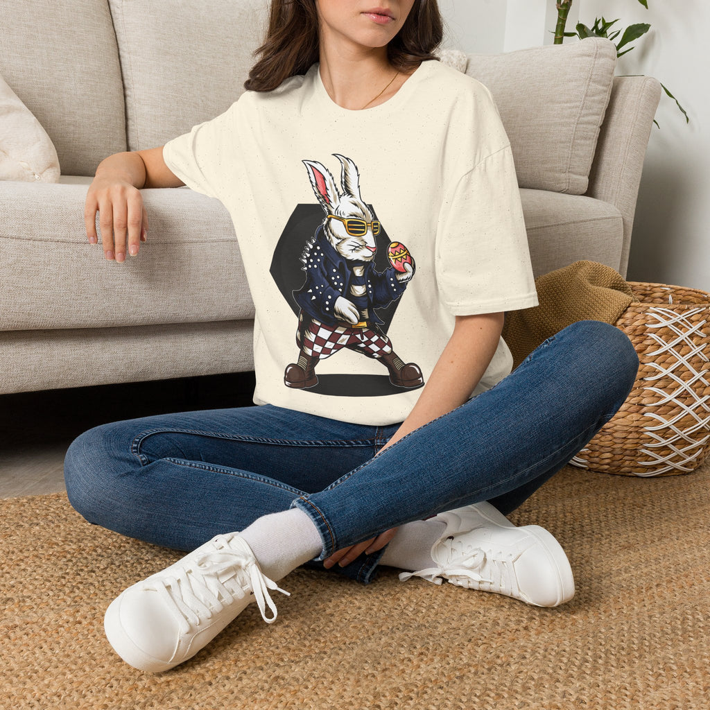 Easter Bunny Rocker T-Shirt — Cool Bunny Holding Decorated Egg