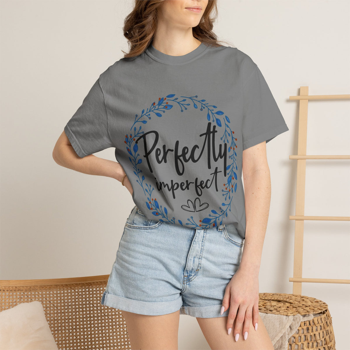 Perfectly Imperfect Floral T-Shirt — "Perfectly Imperfect" Inspirational Tee