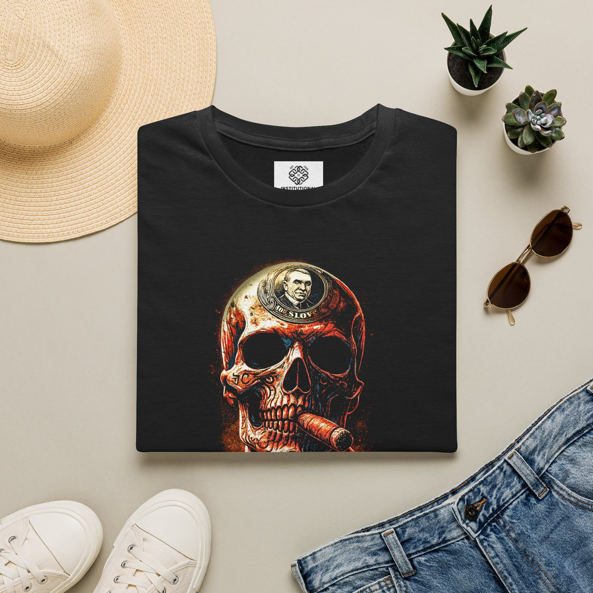 Skull Cigar Gentleman T‑Shirt — Vintage Dapper Skull Graphic Tee