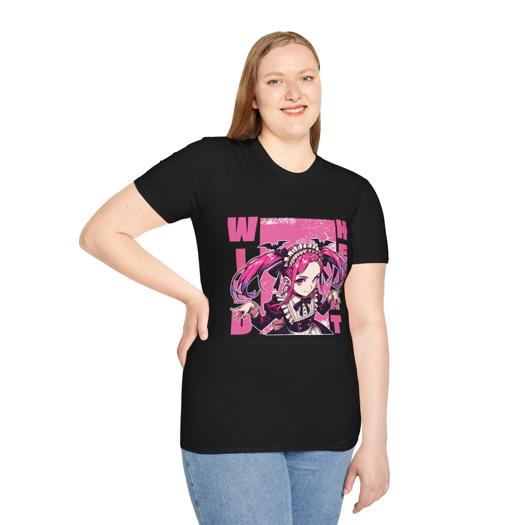 Witch Girl Anime T-Shirt — Pink Gothic Kawaii Graphic Tee