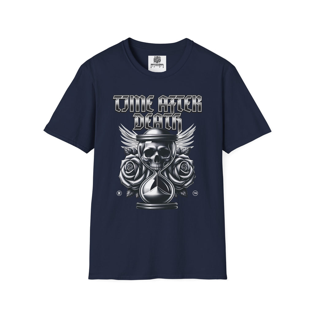 Time After Death Skull Tee — Gothic Hourglass Graphic T-Shirt