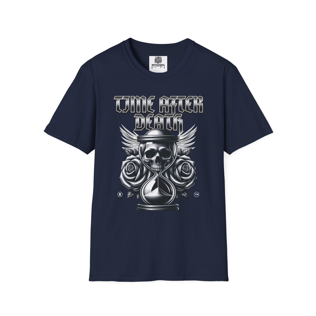 Time After Death Skull Tee — Gothic Hourglass Graphic T-Shirt