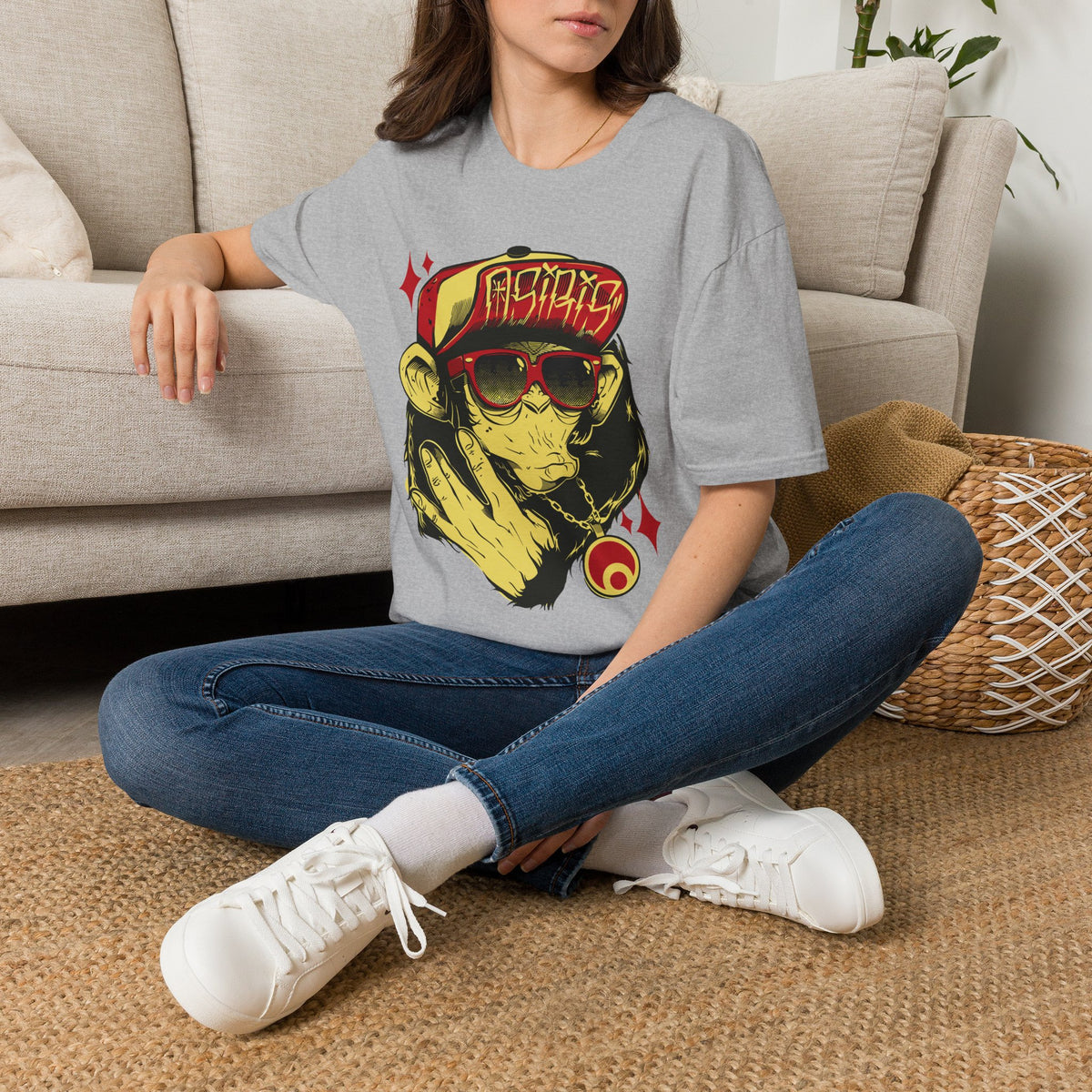 Monkey Streetwear T-Shirt — Retro Graphic Ape with Sunglasses & Cap