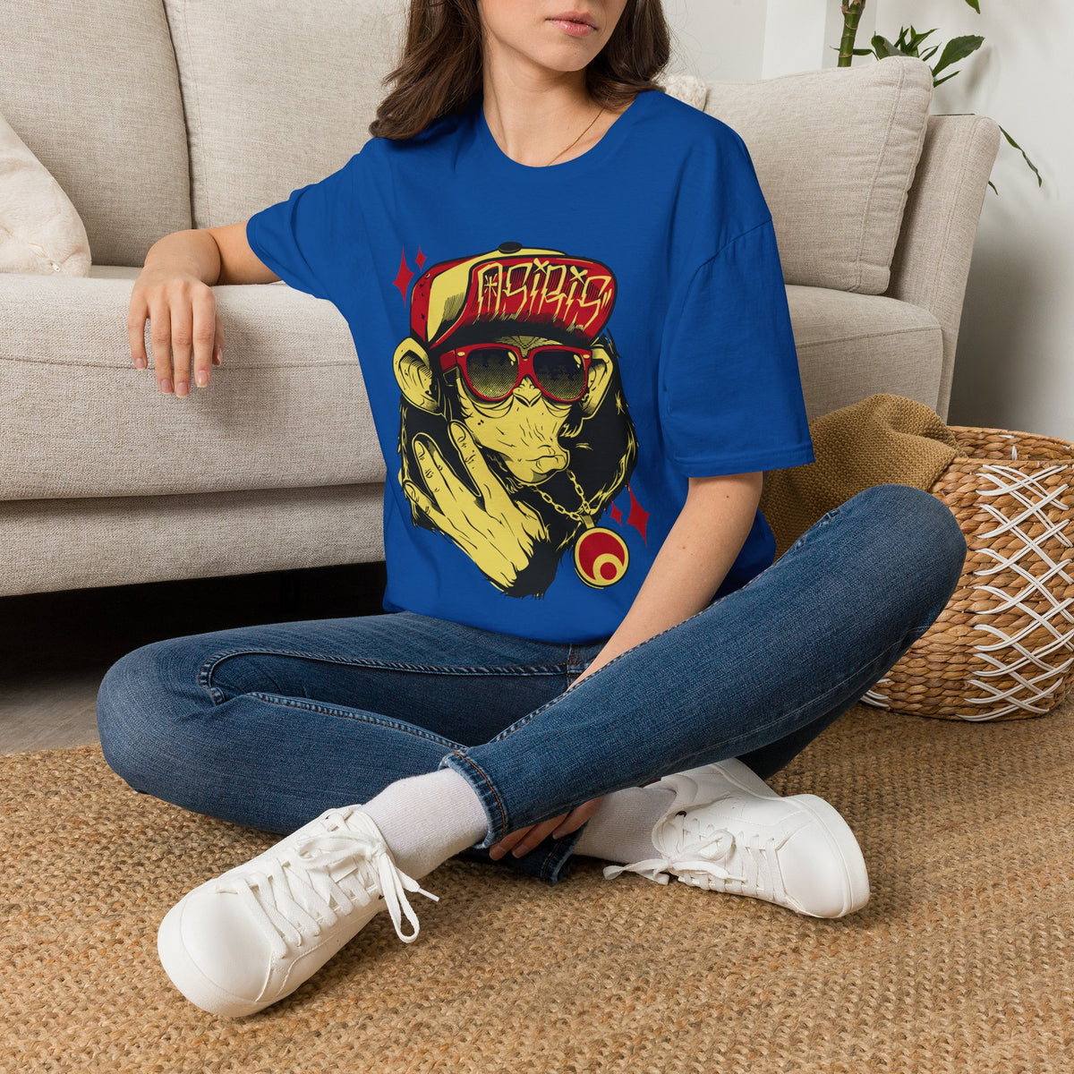 Monkey Streetwear T-Shirt — Retro Graphic Ape with Sunglasses & Cap