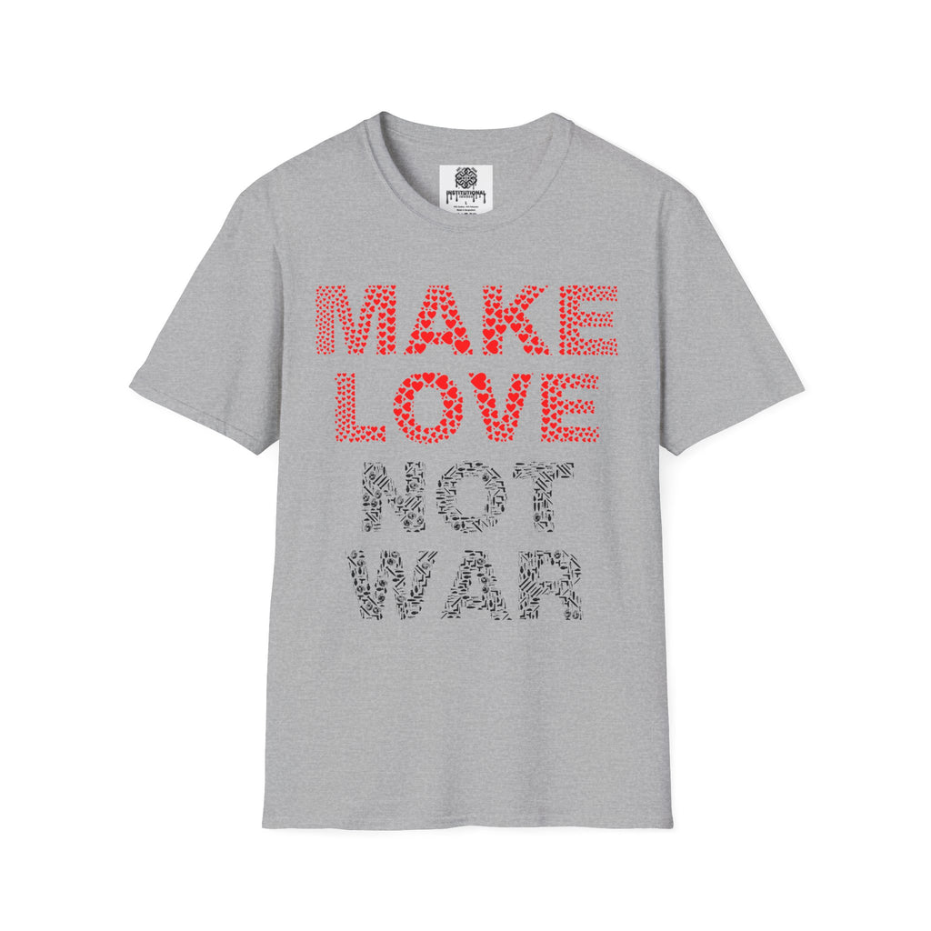 Make Love Not War T-Shirt — Retro Heart Dot Graphic Tee