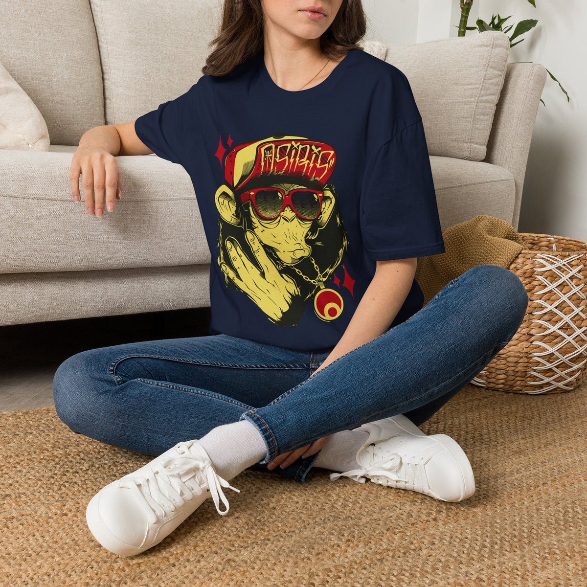 Monkey Streetwear T-Shirt — Retro Graphic Ape with Sunglasses & Cap