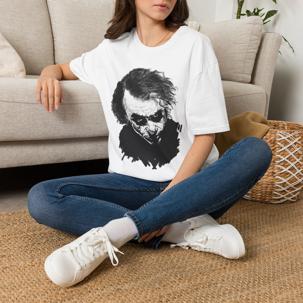 Joker Portrait T-Shirt — Dark Grunge Clown Face Graphic Tee