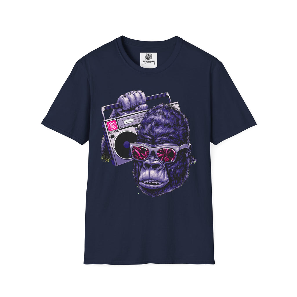 Retro Boombox Gorilla T-Shirt — Vintage Hip Hop Ape Graphic Tee
