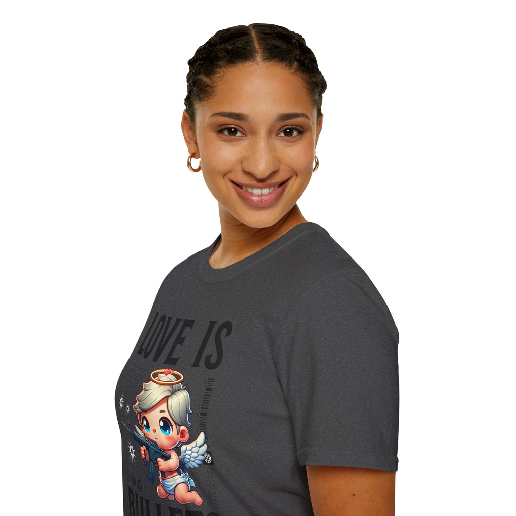 Love Is Bullets T-Shirt — Cute Angel Shooter Graphic Tee