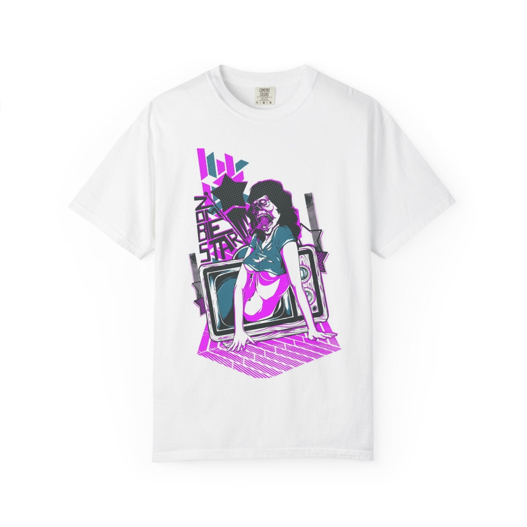 Retro Vaporwave Tee — Neon TV Pinup Graphic T-Shirt