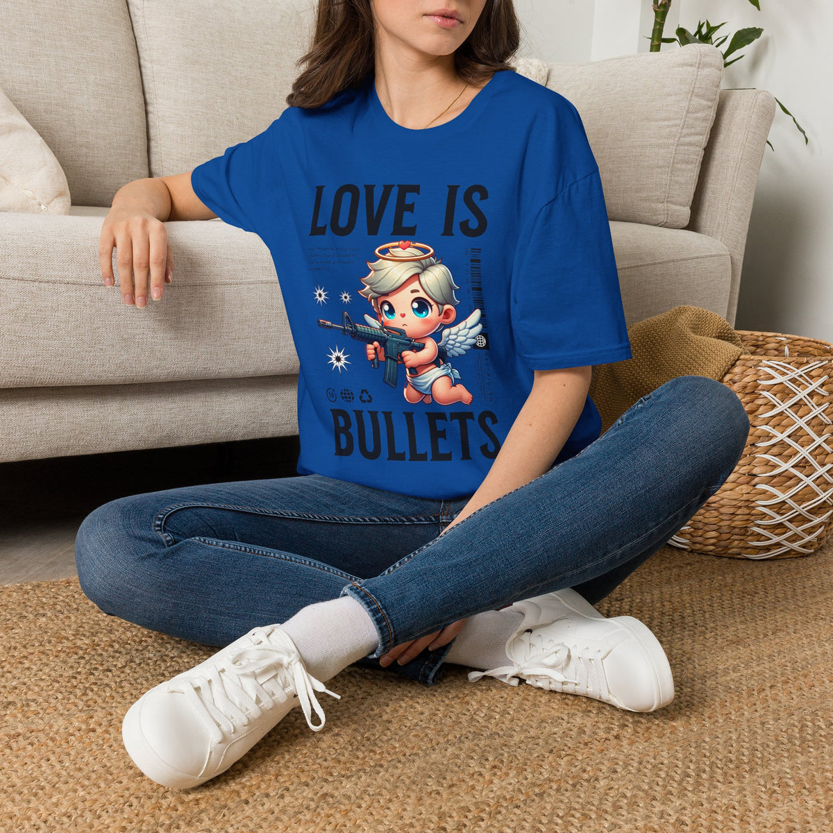 Love Is Bullets T-Shirt — Cute Angel Shooter Graphic Tee