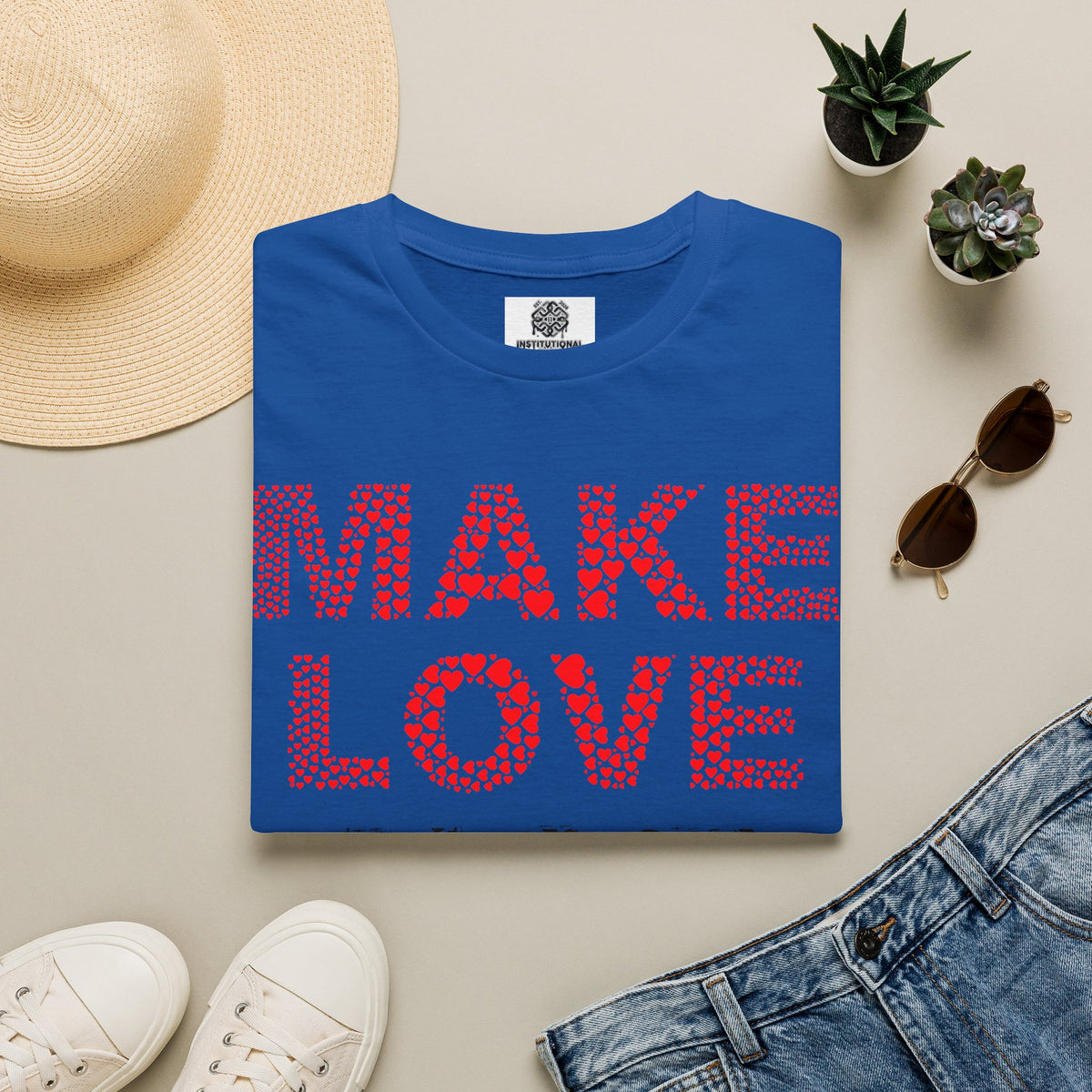 Make Love Not War T-Shirt — Retro Heart Dot Graphic Tee