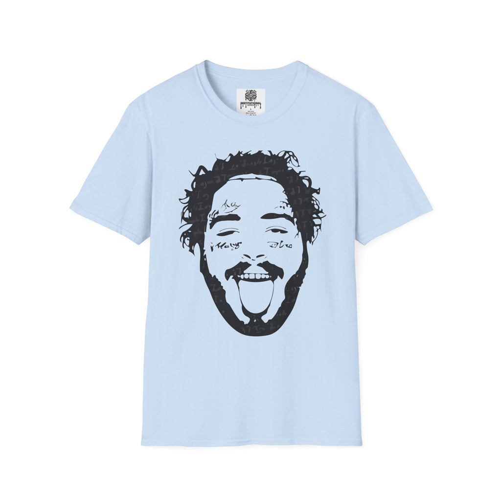 T-Shirt — Bold Black & White Face Portrait Tee (Playful Expression)