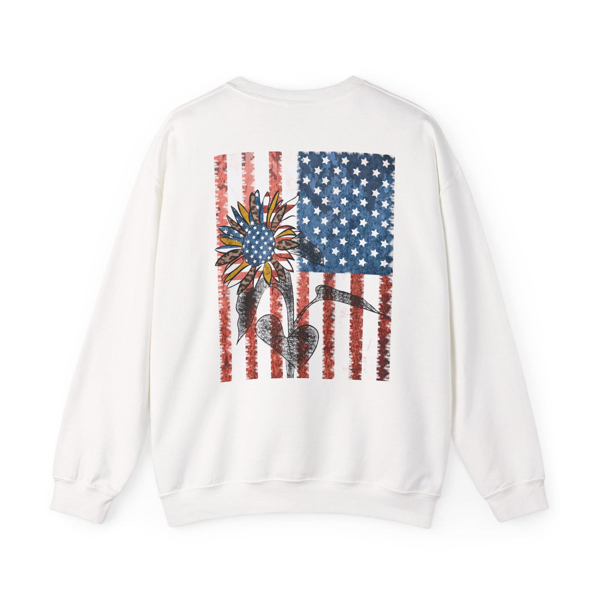 American Flag Sunflower Crewneck Sweatshirt