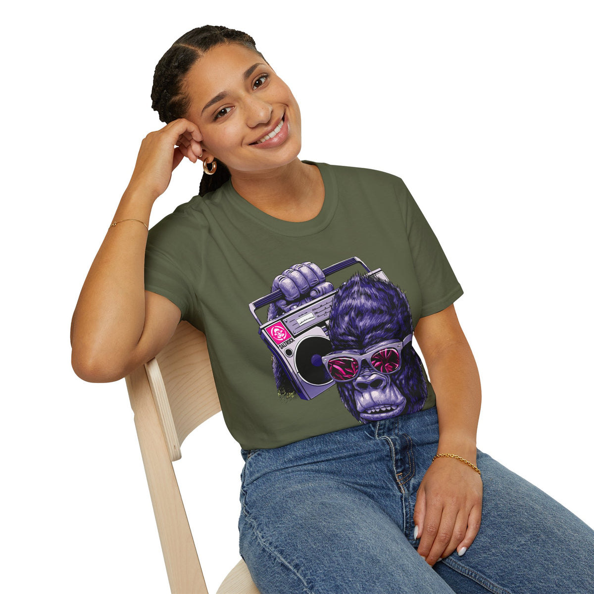 Retro Boombox Gorilla T-Shirt — Vintage Hip Hop Ape Graphic Tee