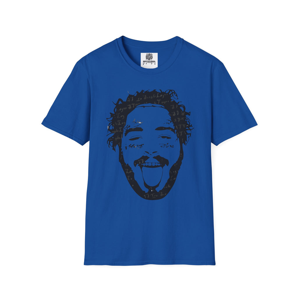 T-Shirt — Bold Black & White Face Portrait Tee (Playful Expression)