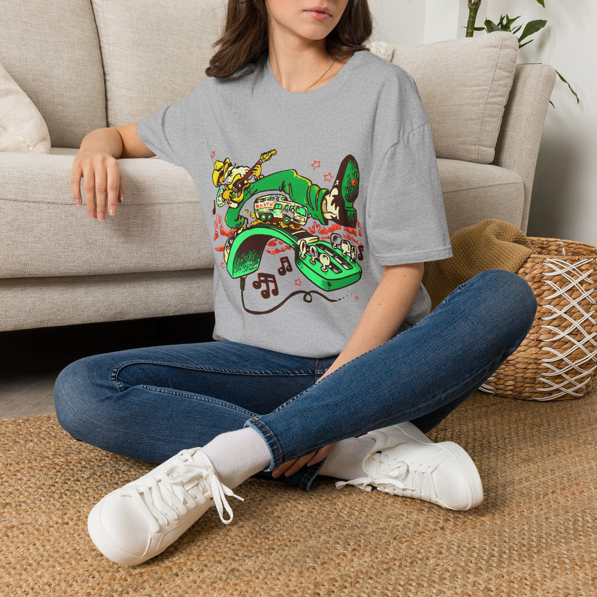 T-Shirt — Retro Cowboy Guitar Graphic Tee (Bold Western Music Design)