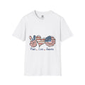 Peace Love America T-Shirt — Patriotic Peace Sign, Heart & Sunflower Graphic