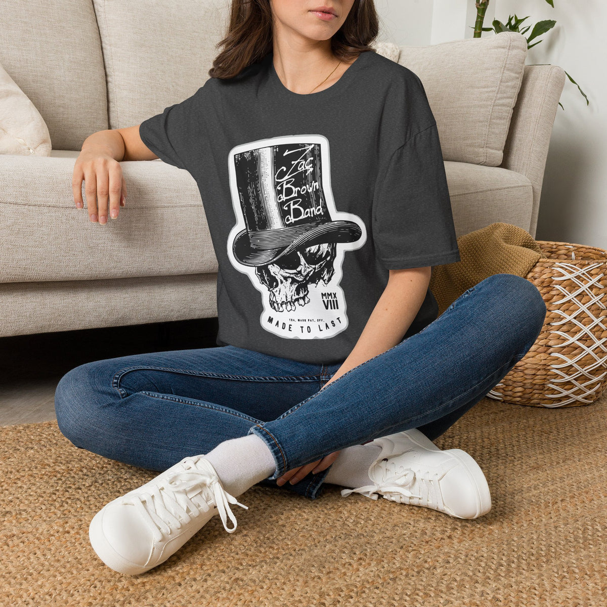 Top Hat Skull Band Tee — Zac Brown Band Graphic T-Shirt