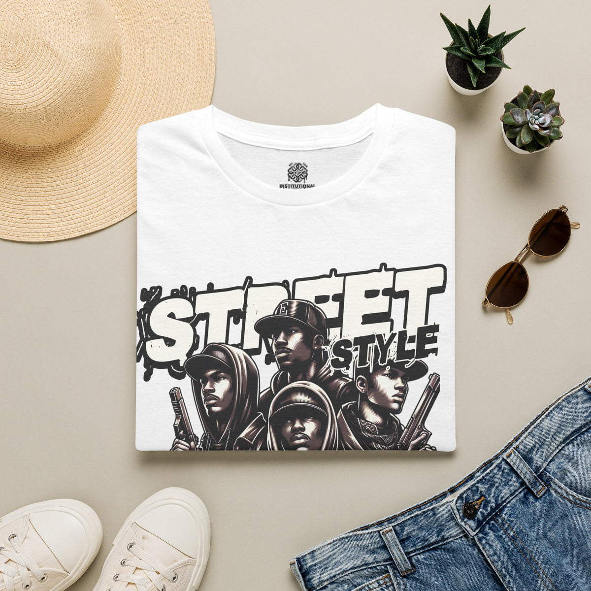Street Style Graphic T‑Shirt — 'Street Style' Urban Vibe Tee with Crew Portraits