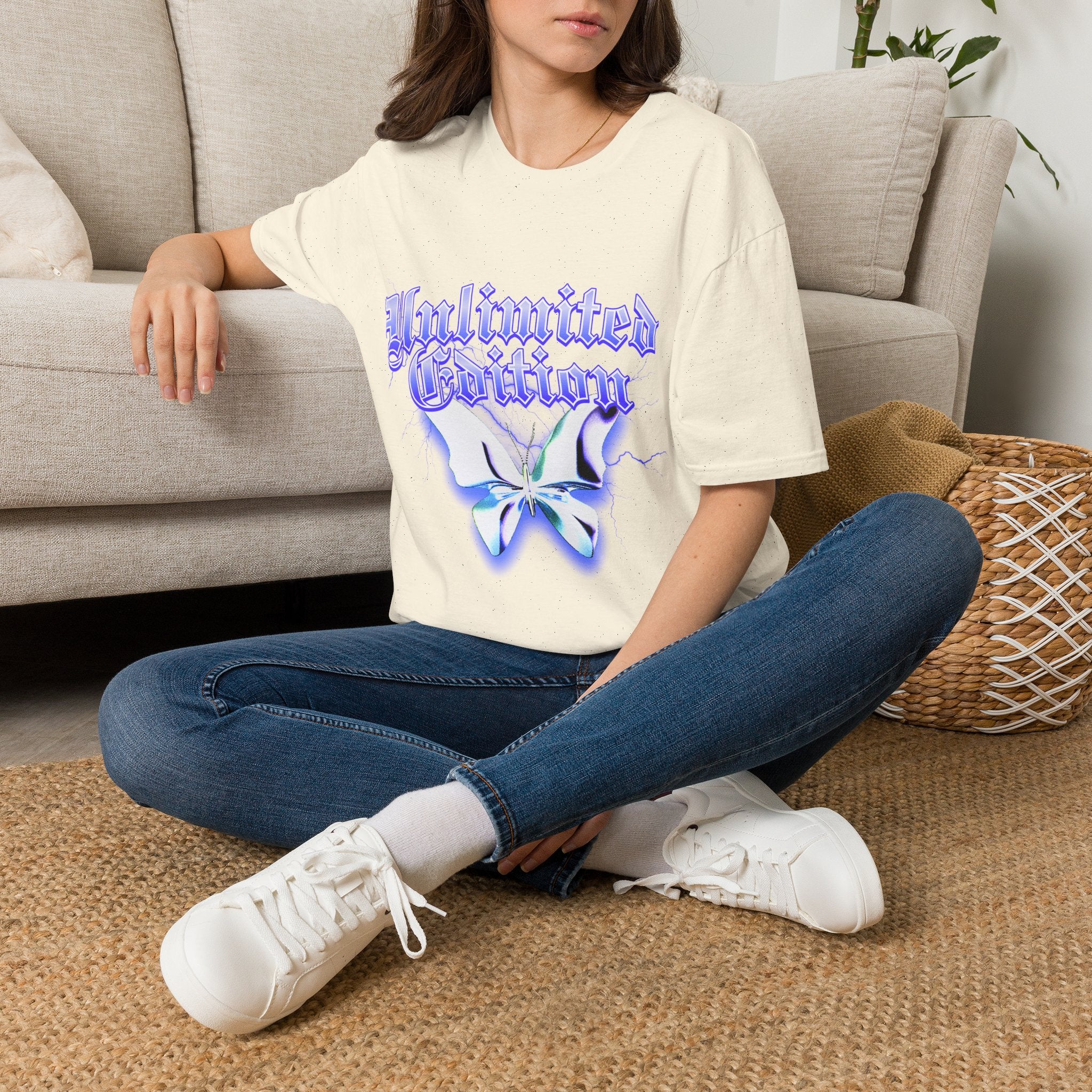 Unlimited Edition T-Shirt — Gothic Script Lavender Butterfly Graphic