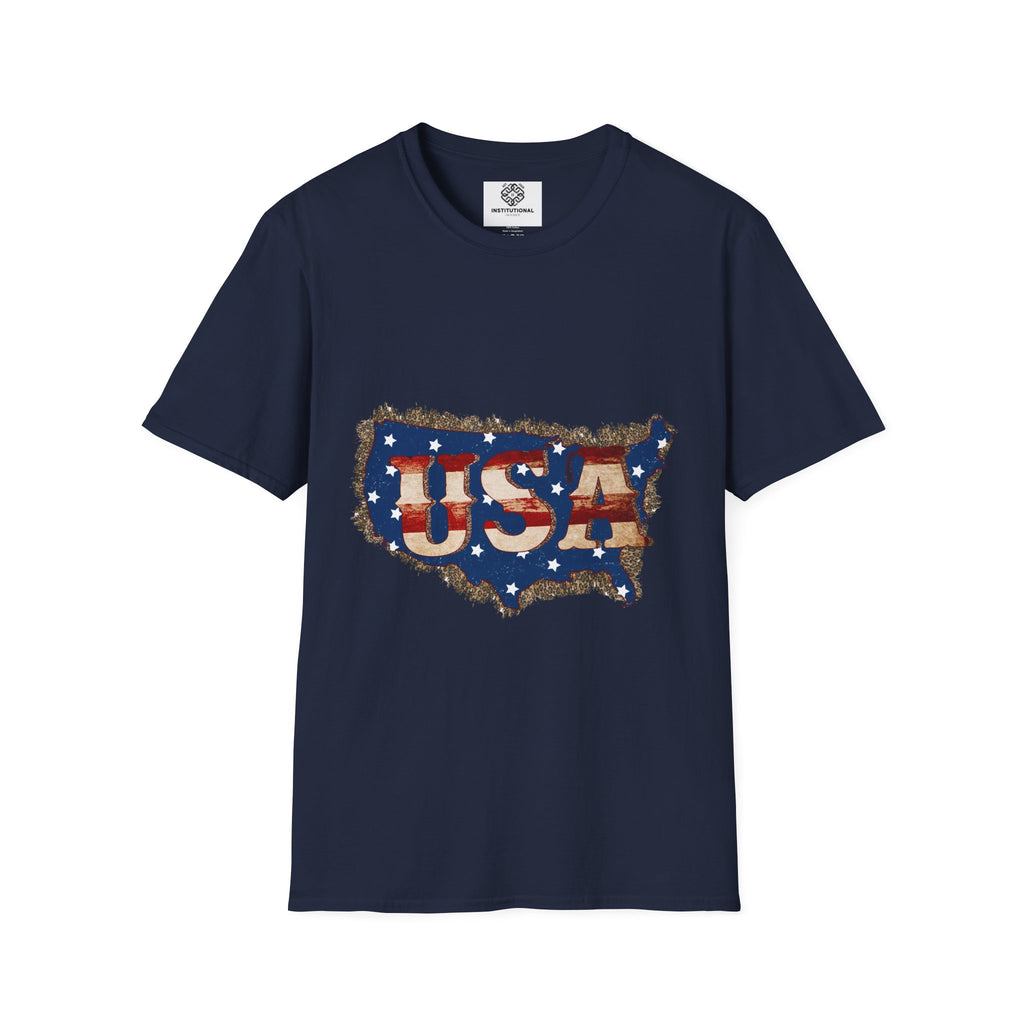 USA Map T-Shirt — Distressed American Flag Graphic Tee
