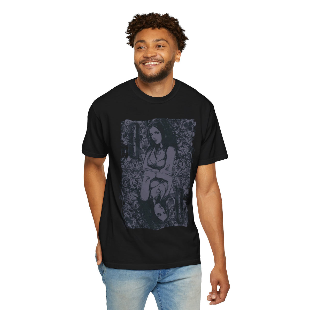 Gothic Mirror Girl T-Shirt — Dark Floral Graphic Tee