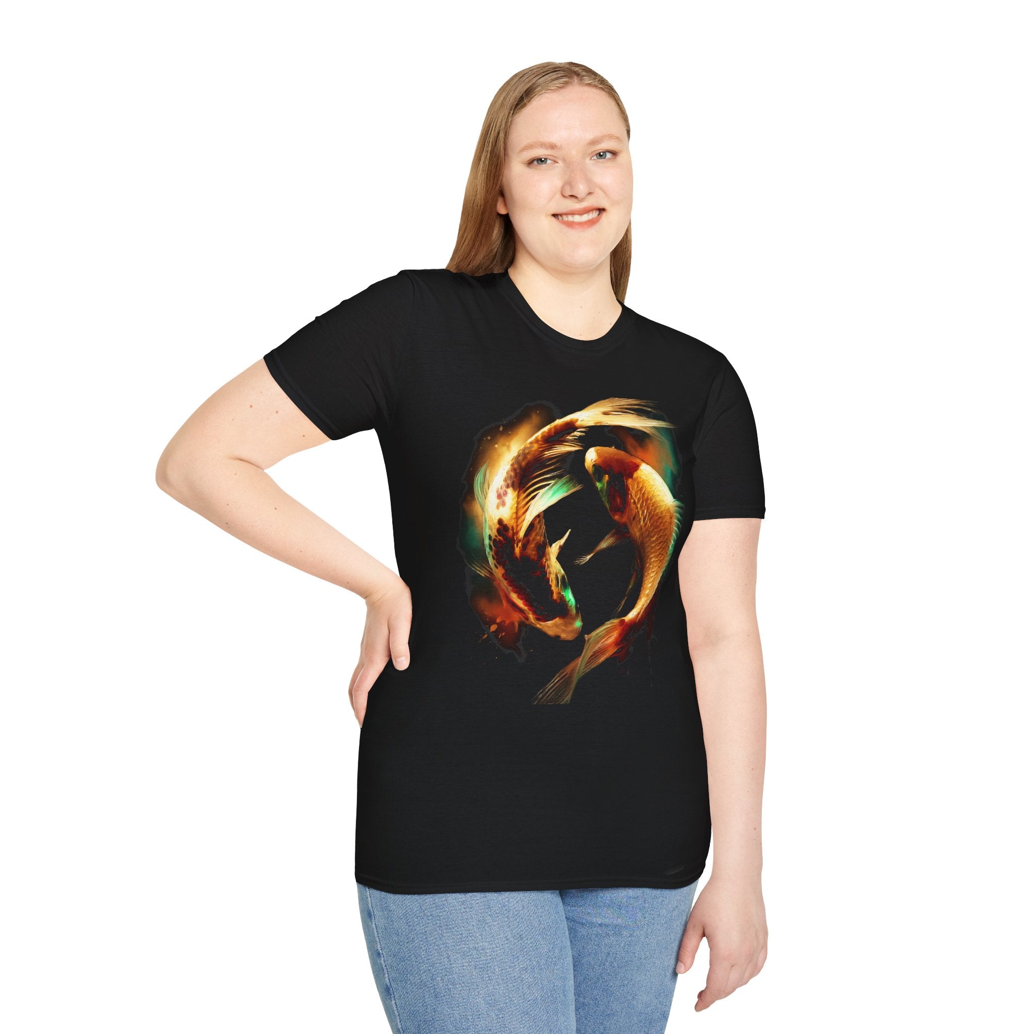 Koi Fish T-Shirt — Golden Yin Yang Koi Graphic Tee
