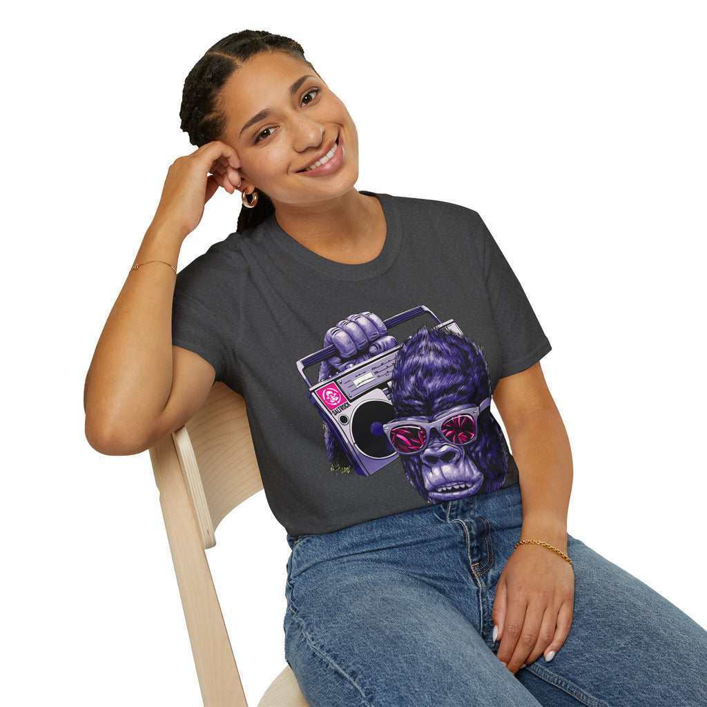Retro Boombox Gorilla T-Shirt — Vintage Hip Hop Ape Graphic Tee