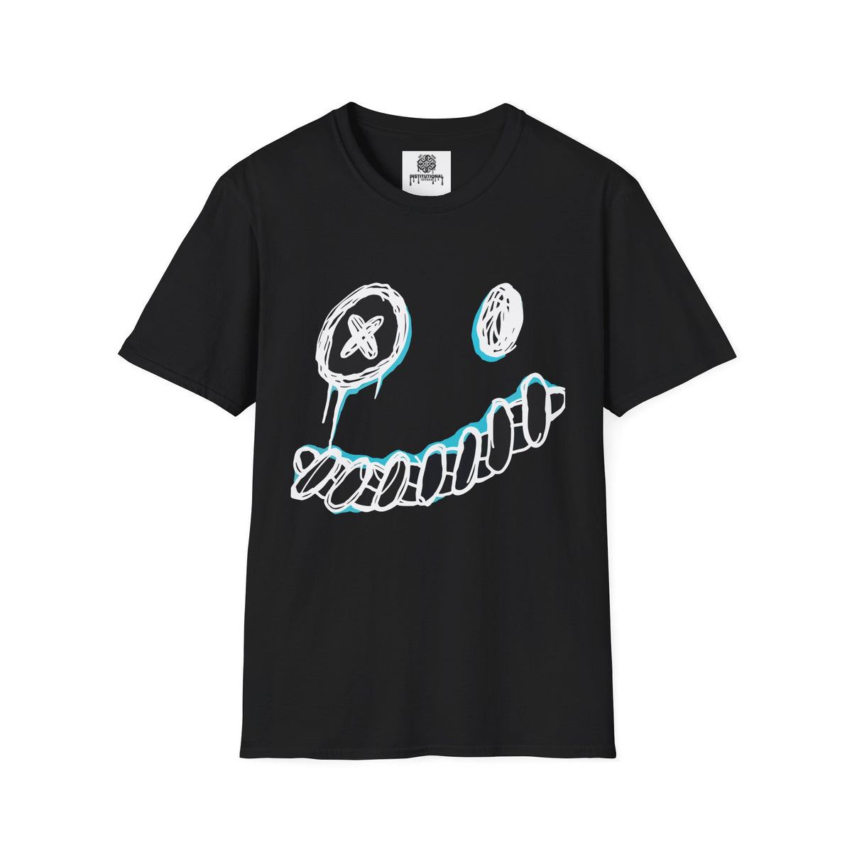 Smiley Face Graphic T‑Shirt — Neon Sketch Grin Design