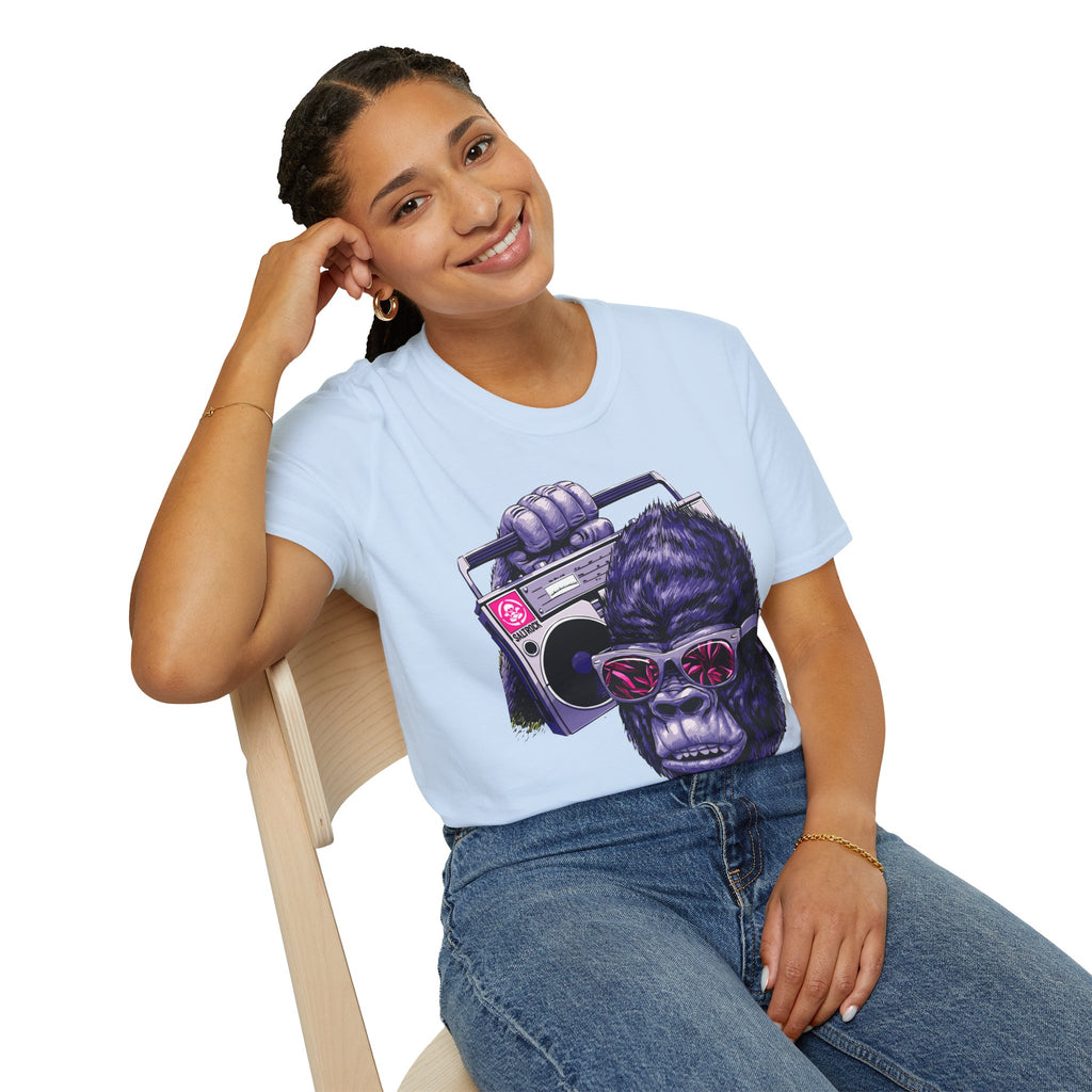 Retro Boombox Gorilla T-Shirt — Vintage Hip Hop Ape Graphic Tee