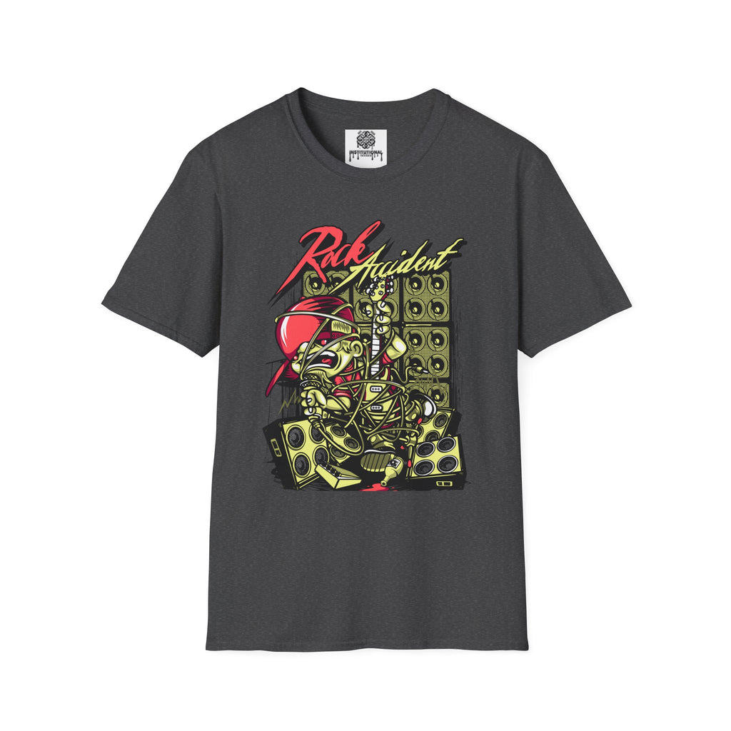 Rock Accident Graphic Tee — Retro Skull & Speakers Band Shirt
