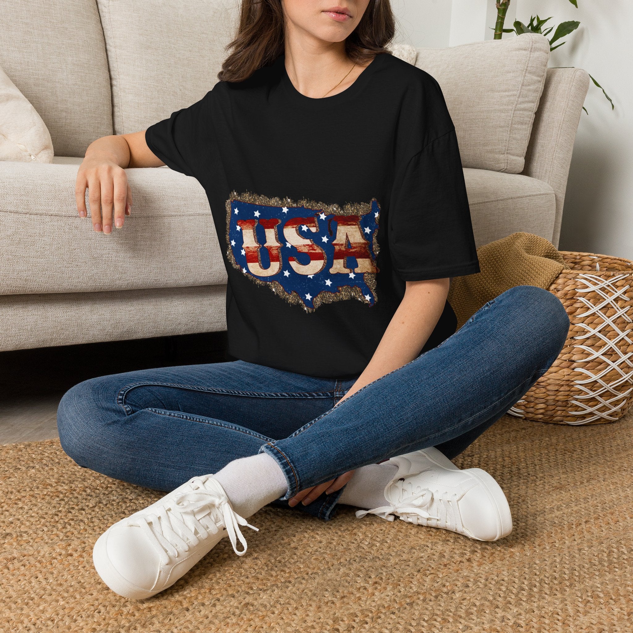 USA Map T-Shirt — Distressed American Flag Graphic Tee