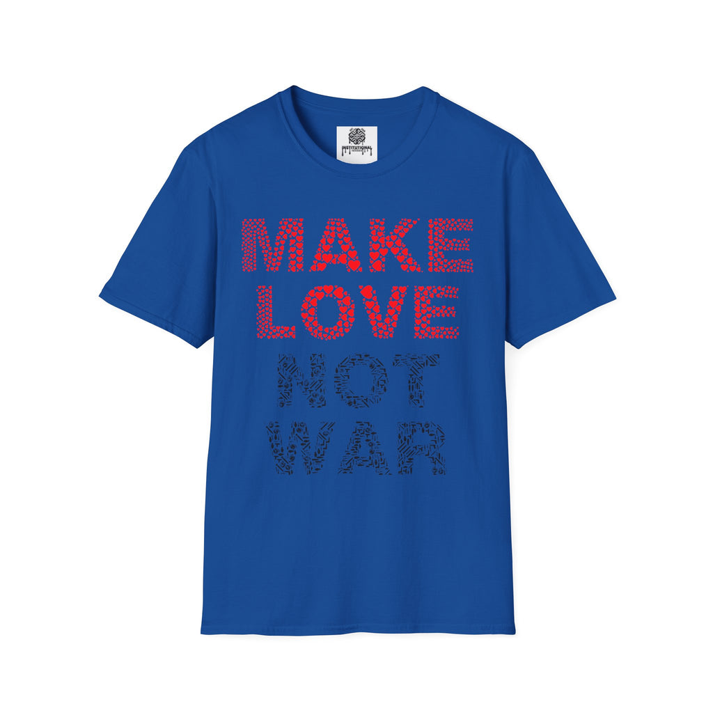 Make Love Not War T-Shirt — Retro Heart Dot Graphic Tee