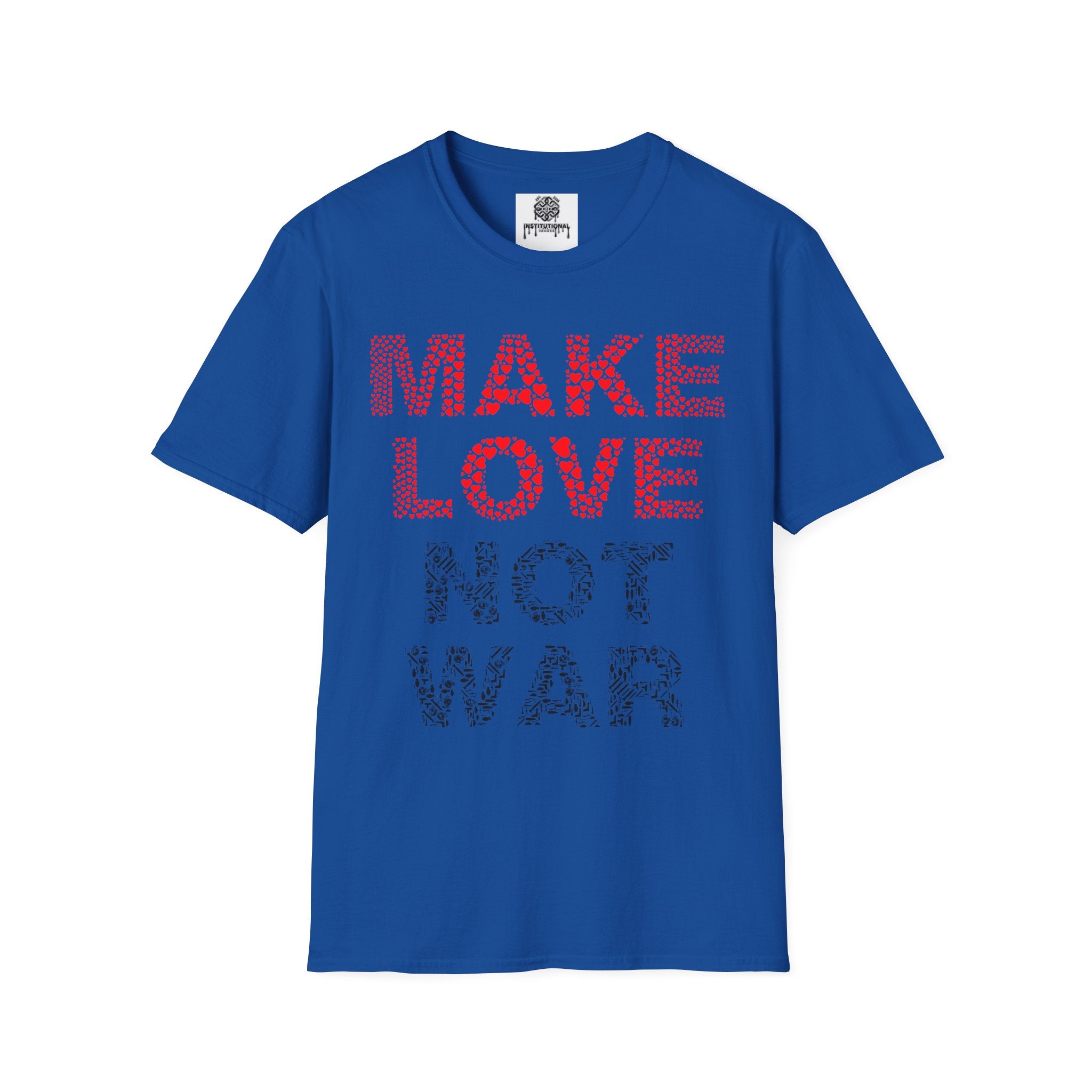 Make Love Not War T-Shirt — Retro Heart Dot Graphic Tee