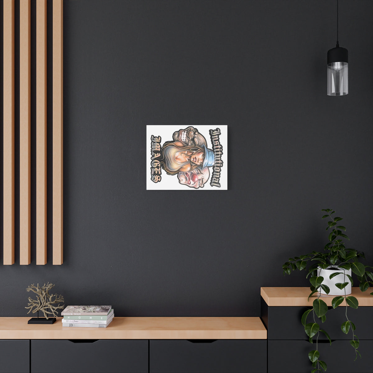 Canvas Art Print — Chicano Chola & Clown Tattoo-Style Design ("Instinttmal" / "Images")