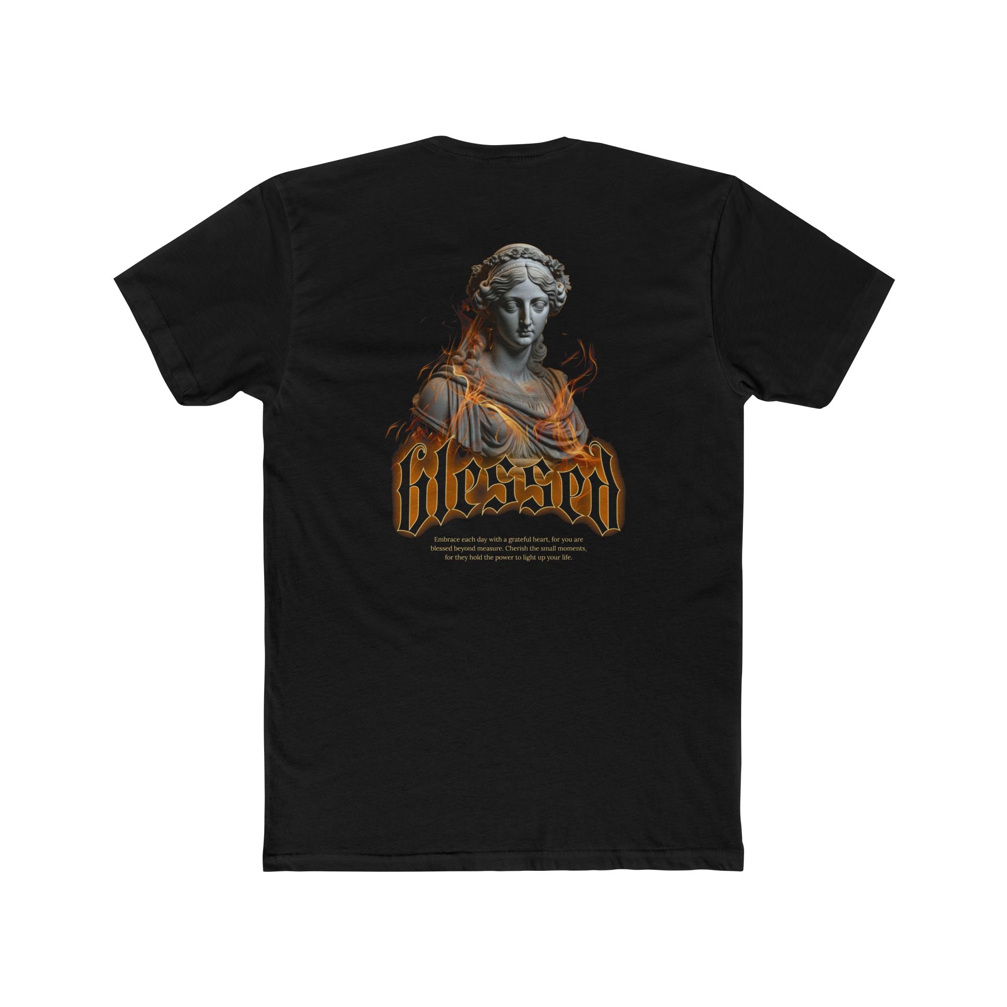 Blessed Statue Graphic Tee - Vintage Roman Bust Back Print