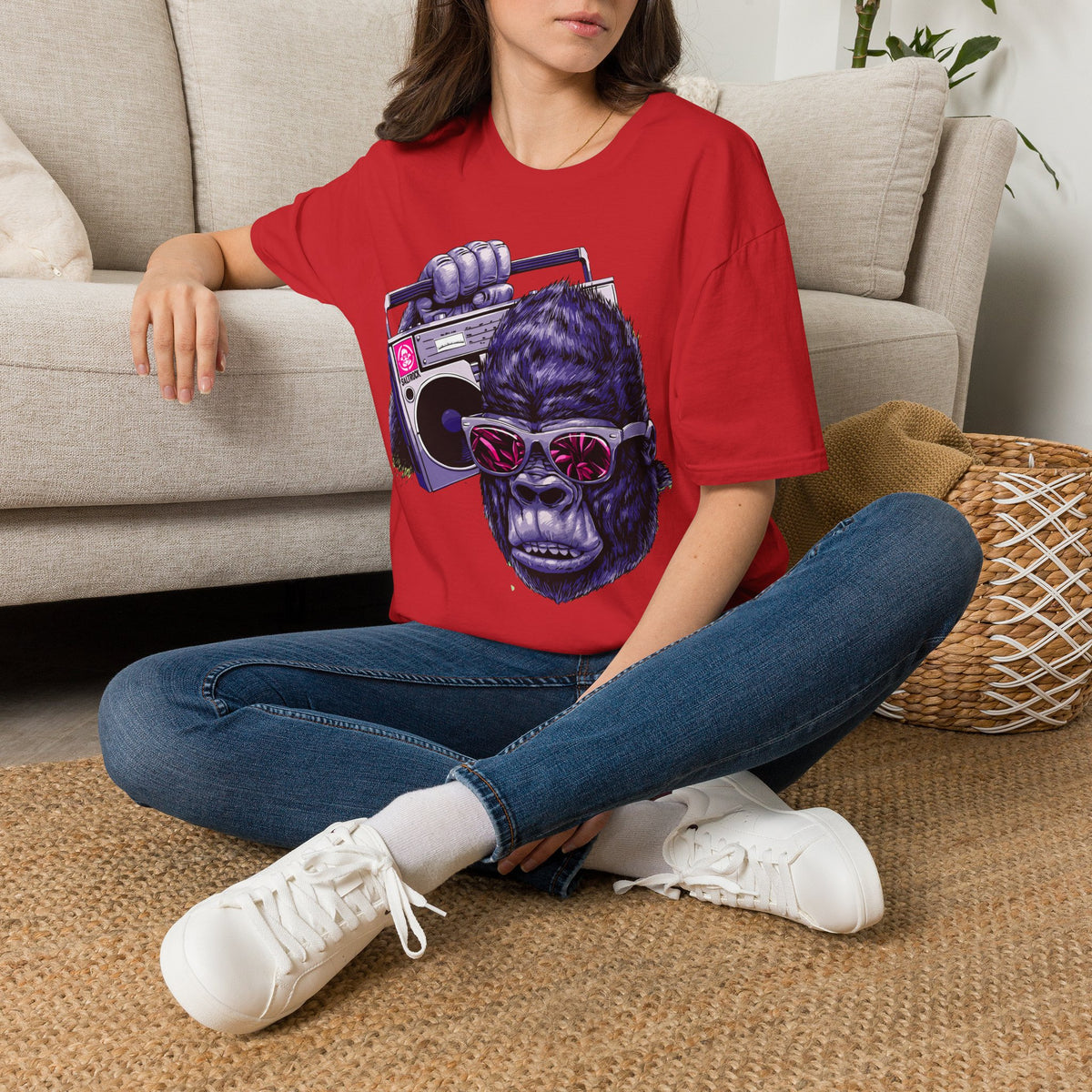 Retro Boombox Gorilla T-Shirt — Vintage Hip Hop Ape Graphic Tee