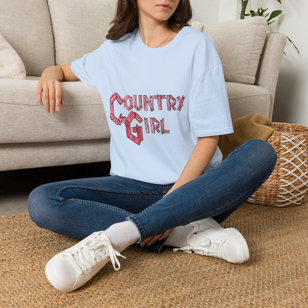 Country Girl T-Shirt — Western Pink Rope Typography Tee