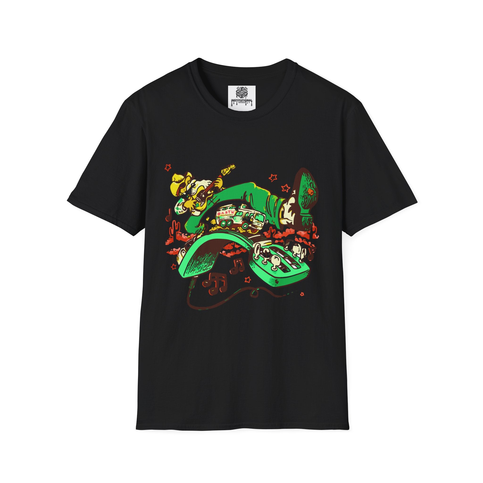 T-Shirt — Retro Cowboy Guitar Graphic Tee (Bold Western Music Design)