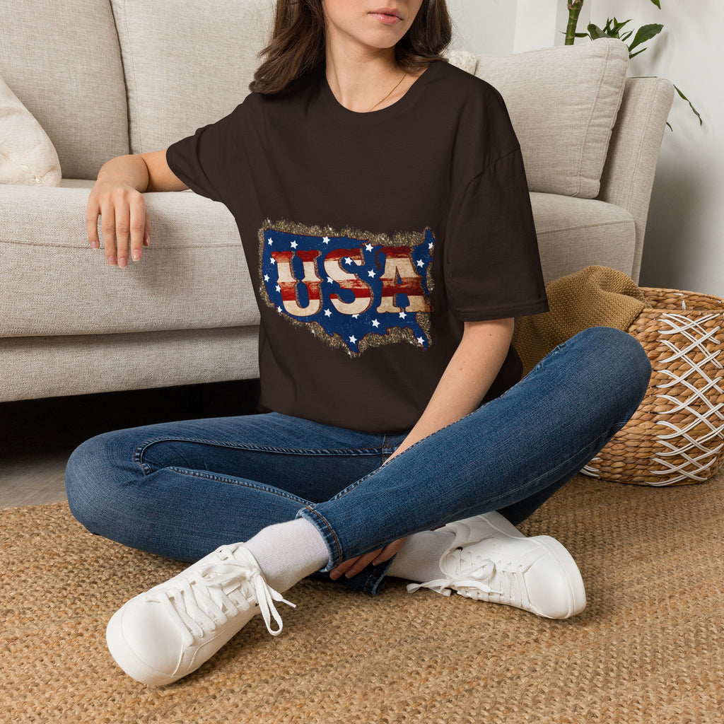 USA Map T-Shirt — Distressed American Flag Graphic Tee