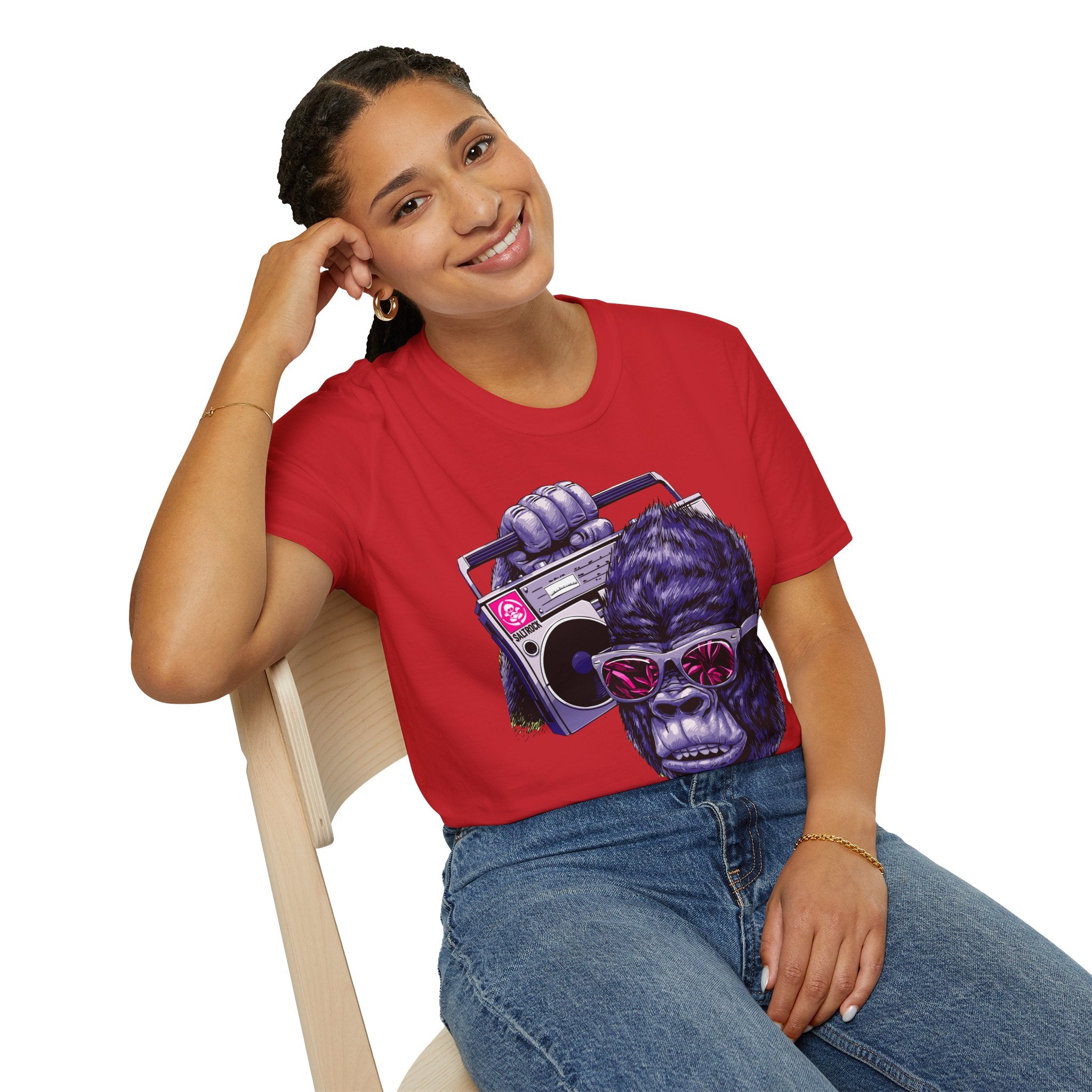 Retro Boombox Gorilla T-Shirt — Vintage Hip Hop Ape Graphic Tee