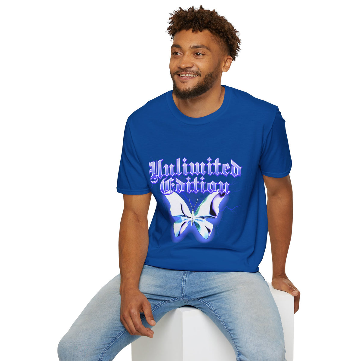Unlimited Edition T-Shirt — Gothic Script Lavender Butterfly Graphic