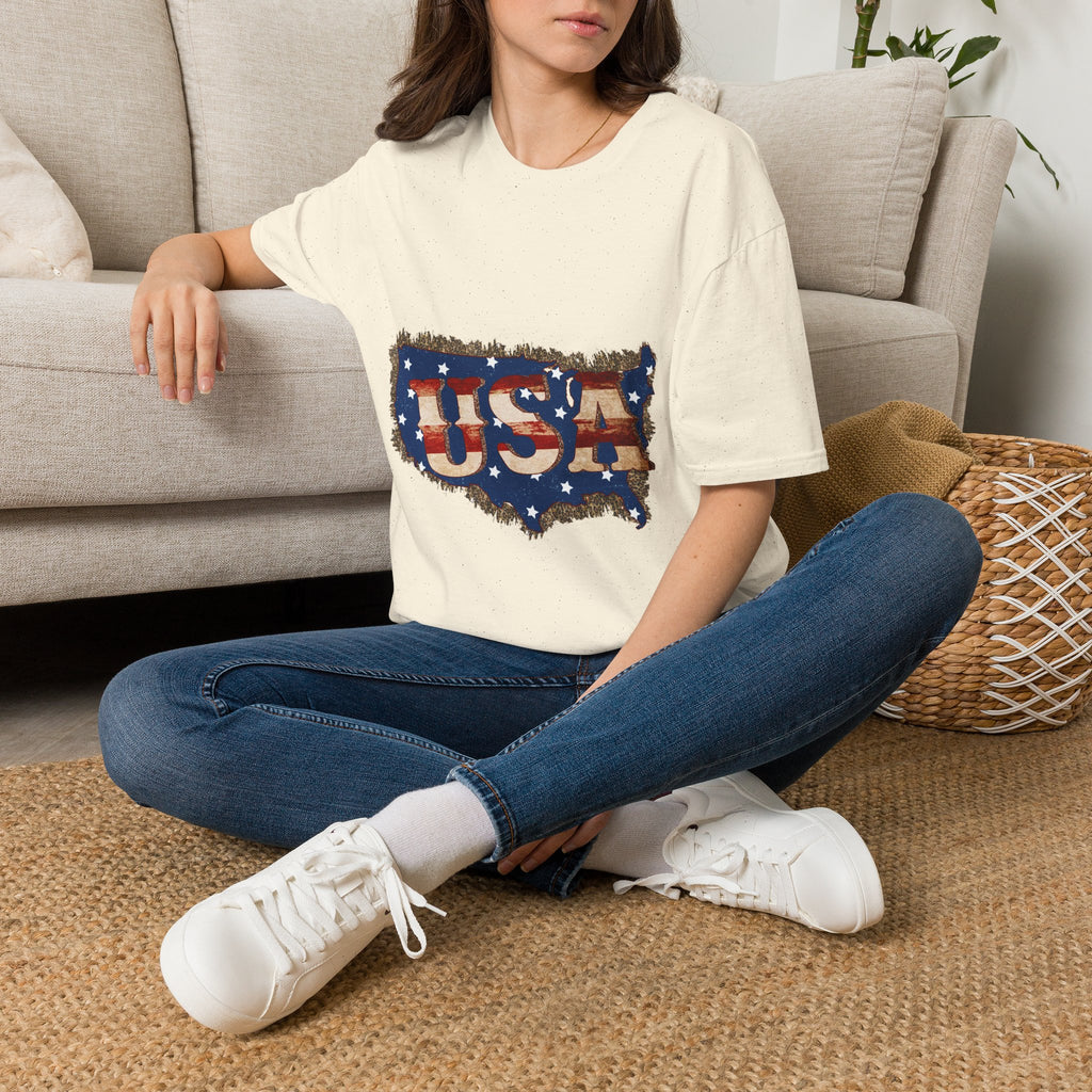 USA Map T-Shirt — Distressed American Flag Graphic Tee